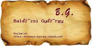 Balázsi György névjegykártya